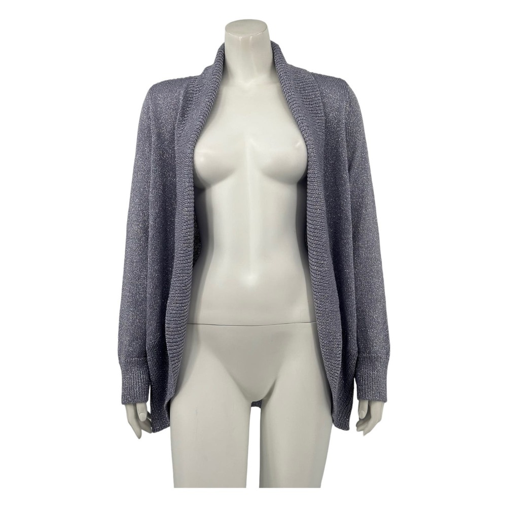 Chicos Womens Addison Shine Cardigan Sweater Size 1 US Medium Frosted Violet NWT